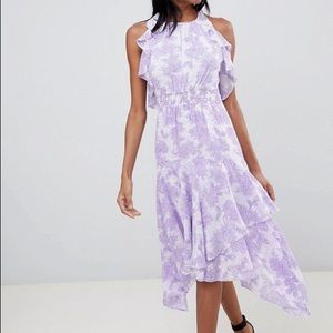 WHISTLES Purple Ruffle Floral Dress
